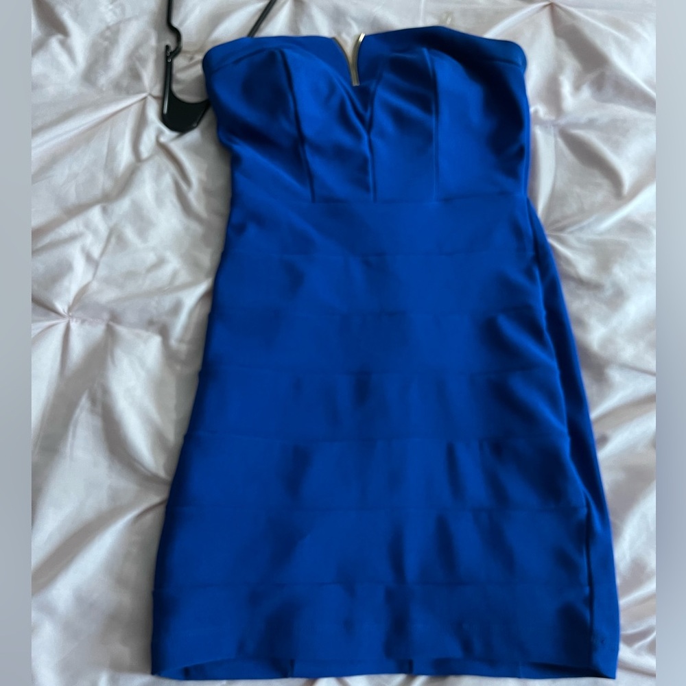 Blue and gold mini dress